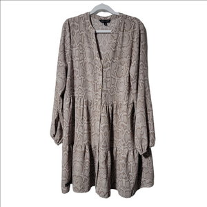SIMPLY SOUTHERN Tiered Snakeskin Print Dress Bohemian Size Large